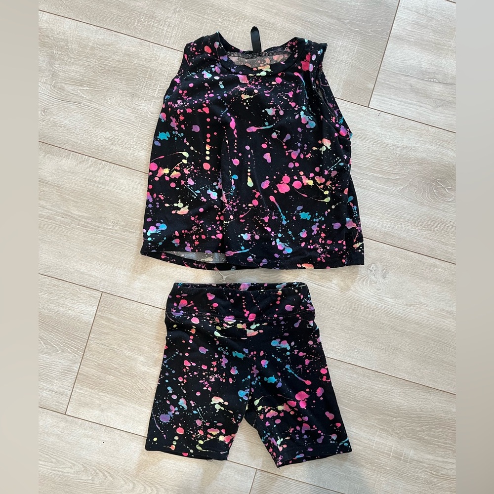 Pixie Lane size 5 splatter set bike shorts with tank